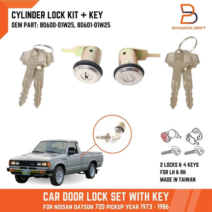 Door Lock Cylinders Set with Keys for Nissan Datsun 720 Pickup (73-86)
