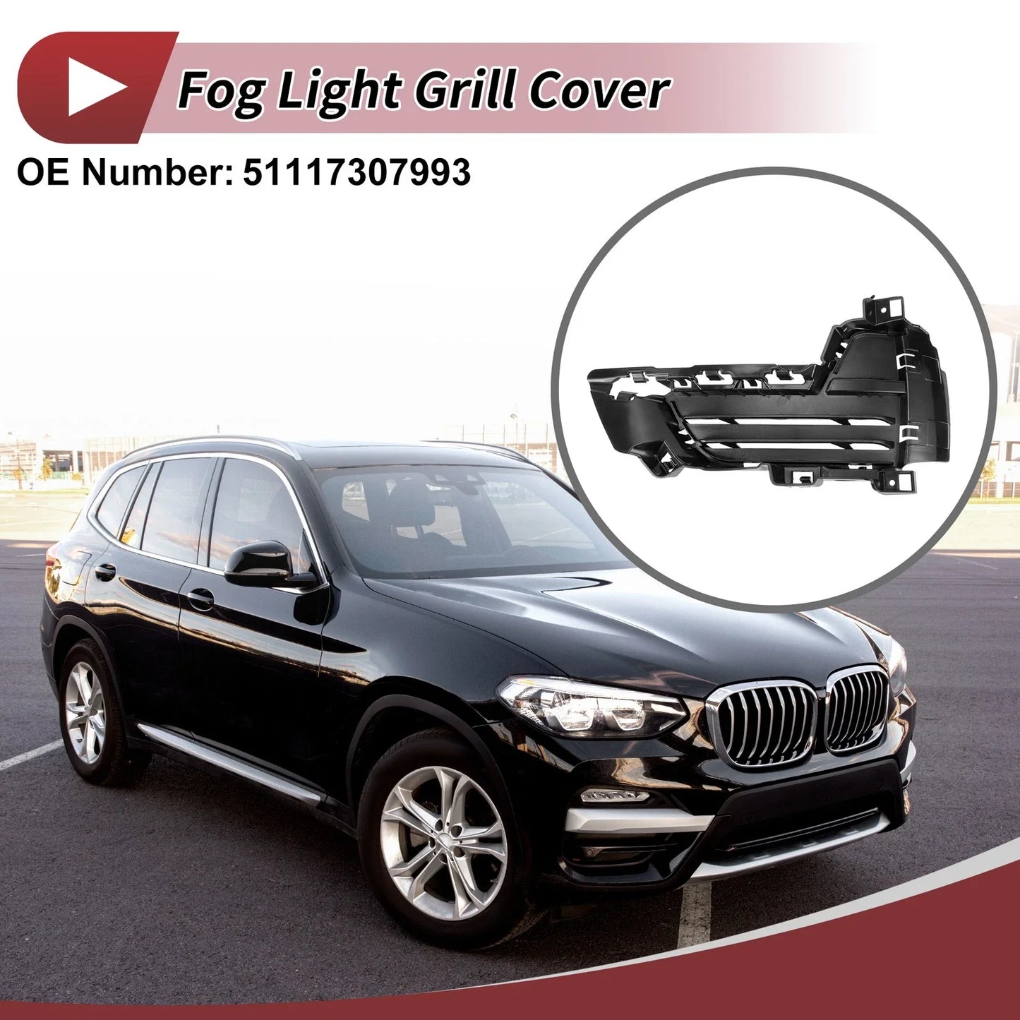 1 Pc Front Left Fog Light Grill for BMW X5 (2014-2018)