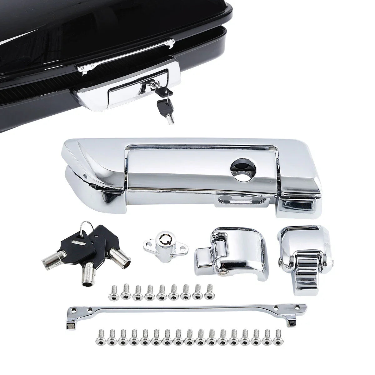 Chrome Trunk Latches & Key Hinges for Harley Street Glide (2014 - 2024)