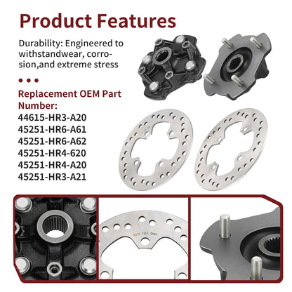 Front L&R Wheel Hubs Disc for Honda Rancher 420 Foreman 500