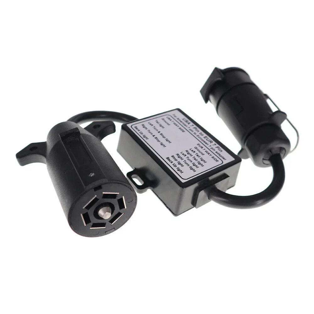 7-Way Blade to 7-Pin Round Trailer Light Converter for USA to EU