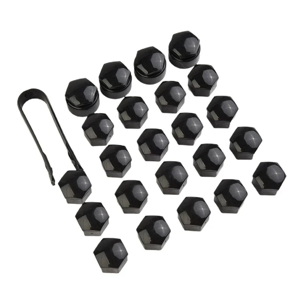 Black Wheel Nut Bolt Cover Cap / Pack of 24x 17MM / for Opel