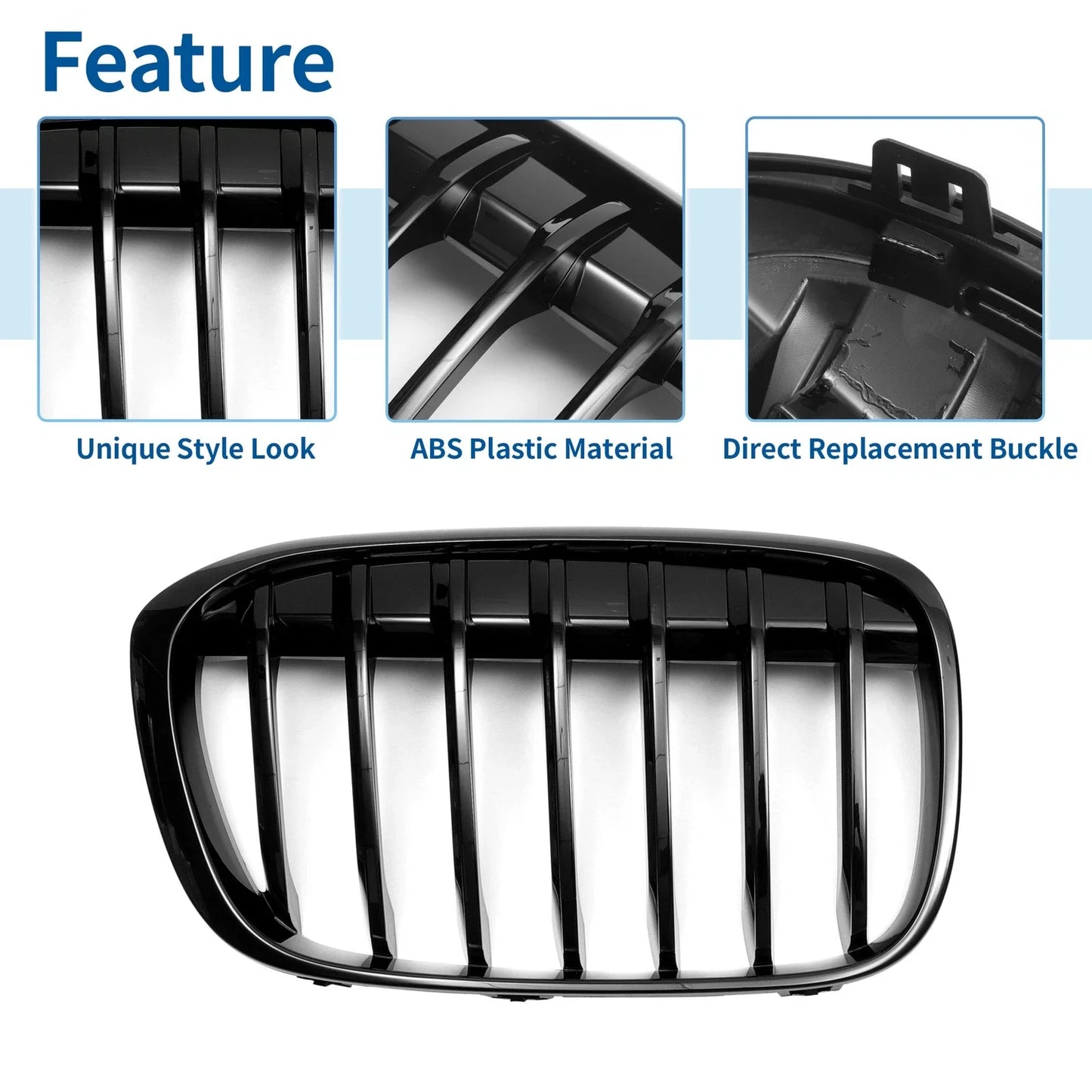 Pair Front Upper Bumper Grille for BMW X1 F48 (2016 - 2022)