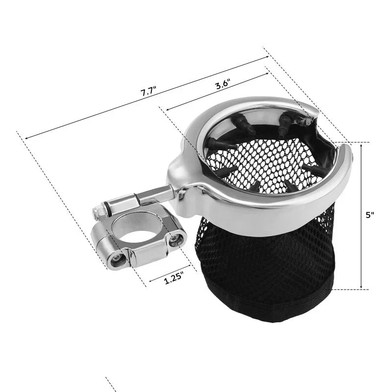 Universal 1.25" Handlebar Crash Bar Drink Cup Holder for Harley Softail Dyna