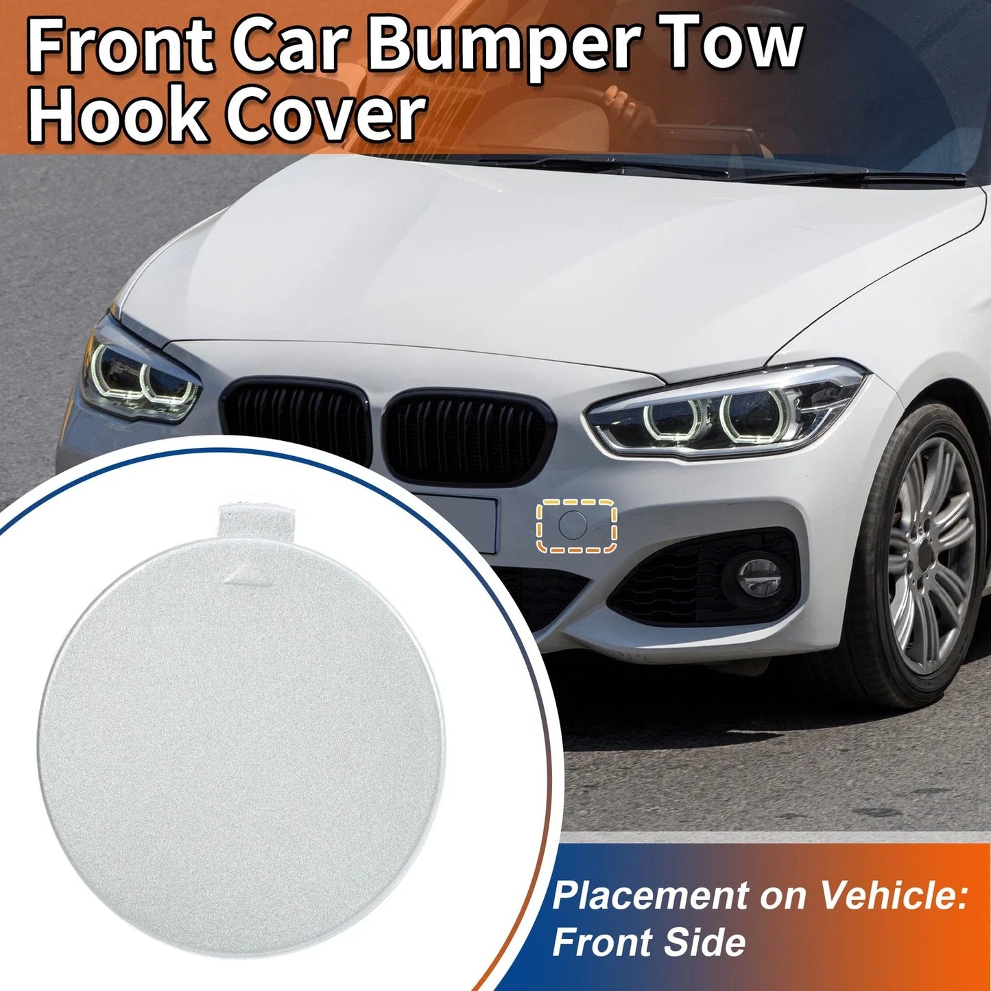 1 Pcs Front Bumper Tow Hook Cover for BMW 1 Series Ice Silver