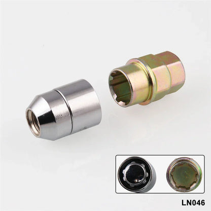 4 x Steel Wheel Nuts M12x1.5C & Key Anti-Theft Lock for Honda Toyota