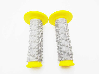 Yellow Grey Diamond Top Handlebar Grip Set for Honda CRF100