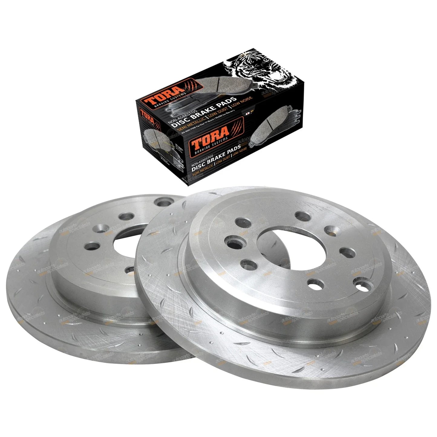 Rear Slotted-Drilled Disc Rotors + Pads for Ford Falcon BA BF (2002-2012)