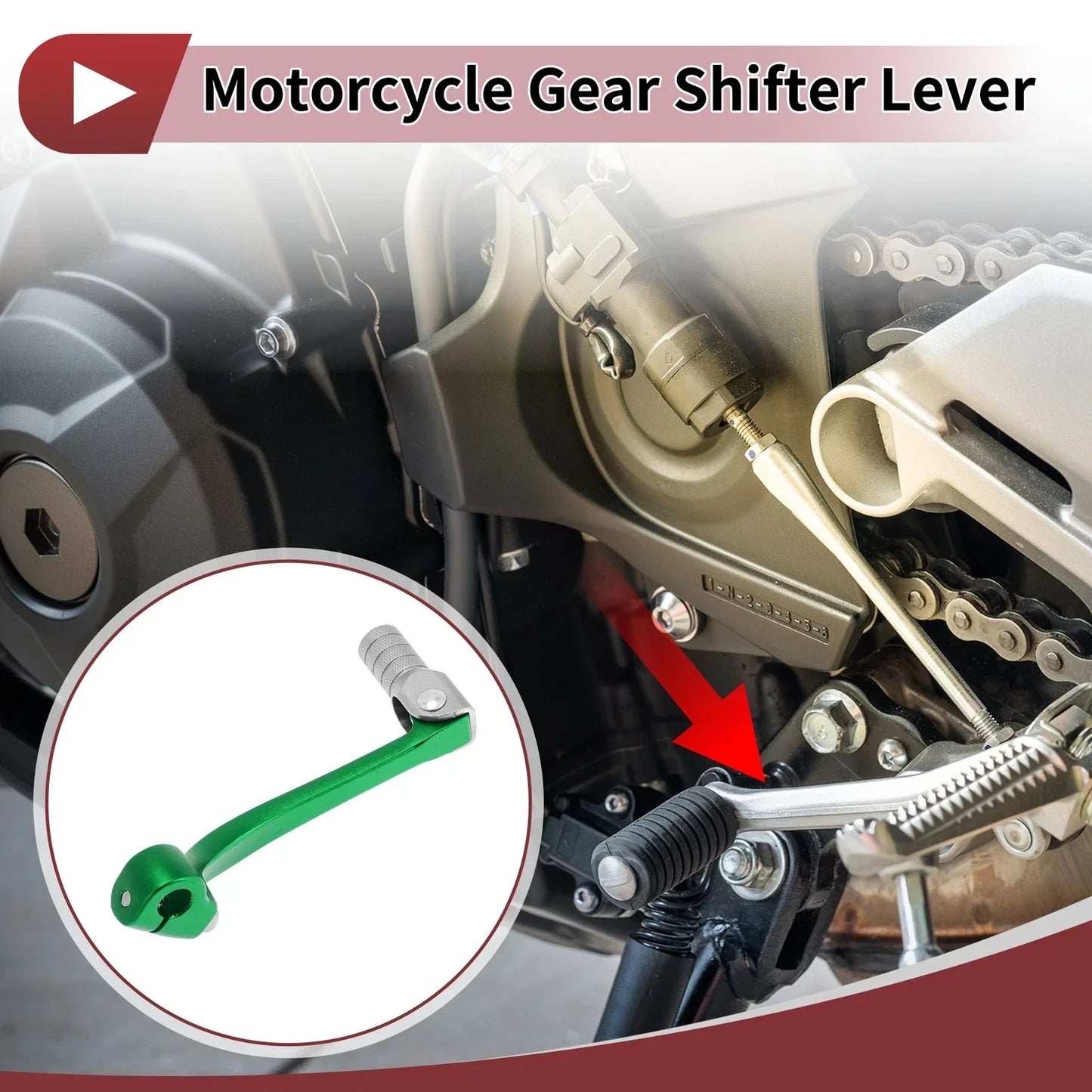 Folding Motorcycle Gear Shifter Lever for Honda CRF110F (2013-2018) Green Silver