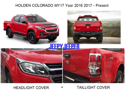Chrome Headlight Tail Light Cover Trim for Chevy Holden Colorado (2016-2017)