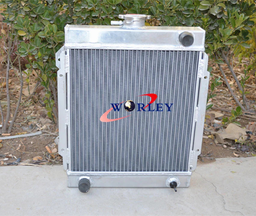 3 Row Aluminum Radiator & Fan & Red Hose for Datsun 1200 B110 (1970-1976)
