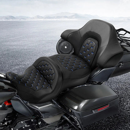 Driver Passenger Seat Backrest for Harley Street Tri Glide (2014-2023) Black Blue