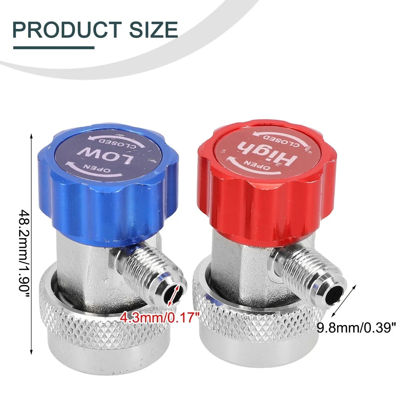 2 x Quick Coupler Adapter Valve Manifold Connector 1/4" High/Low for A/C R134A