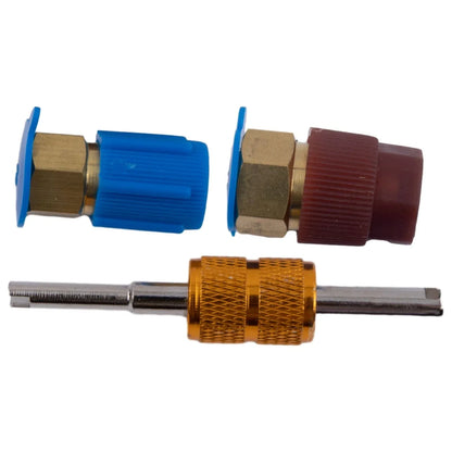 R12 To R134A 2 x Air-Condition Blue/Red Cap Filling Valve Fitting