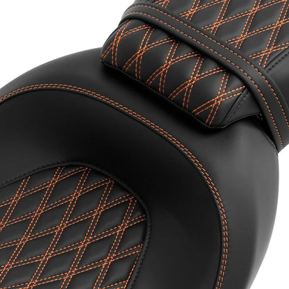 Pillion Seat for Harley Road Glide Orange Stitching (2009 - 2023)