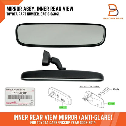 Interior Rear View Mirror for Toyota Yaris, Camry, Hilux, Corolla (2007-2023)
