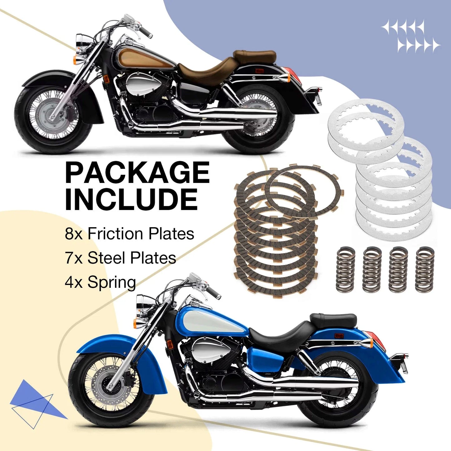 Clutch Friction Steel Plates Springs for Honda VT750CS Shadow Aero (2010–2019)