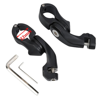 Matte Black 1-1/4" Highway Short Angled Foot Peg Mounts for Harley