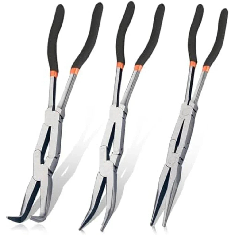 Long Reach Needle Nose Pliers Set for Garage, Construction & Hobby Projects