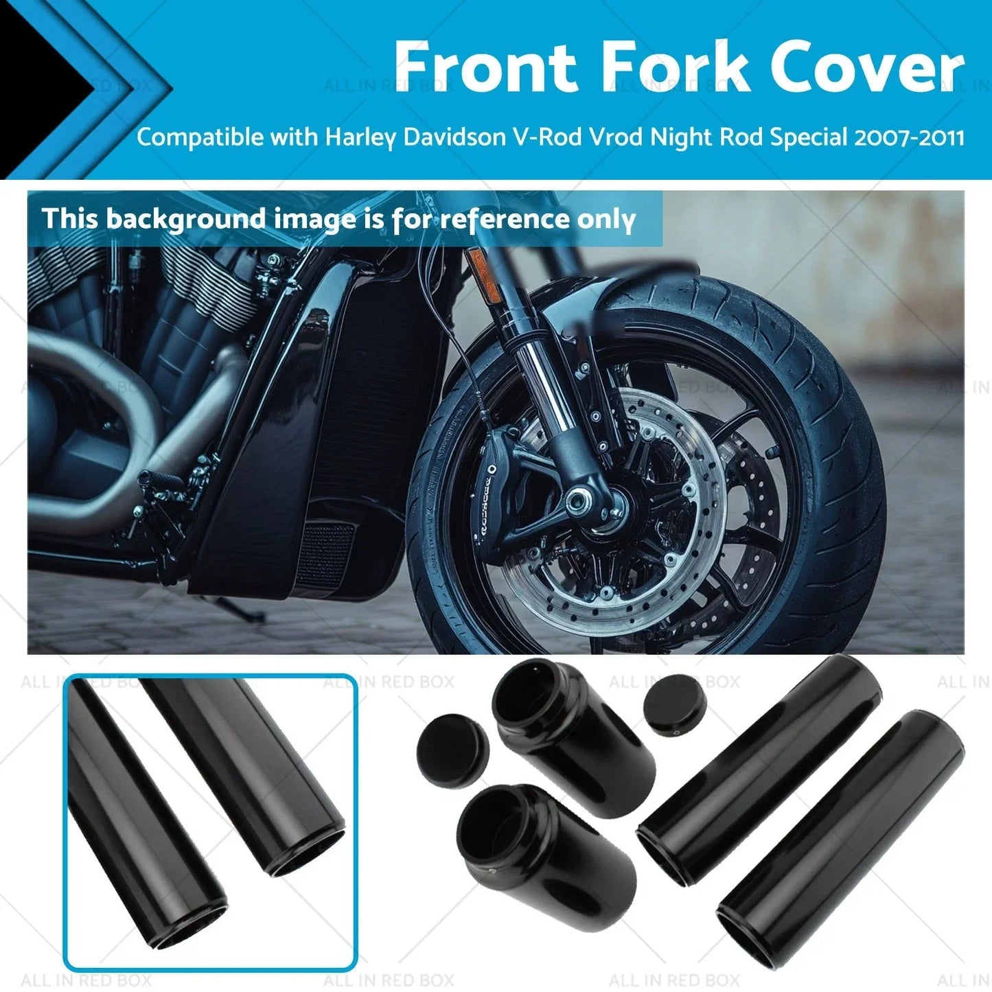 Black Front Fork Covers for Harley Davidson V-Rod (2007-2011)
