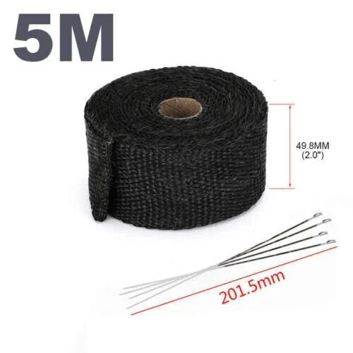 5M Black Exhaust Heat Wrap Roll for Motorcycle Heat Shield Tape