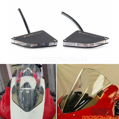 Black LED Turn Signal Mirror Blocks for DUCATI Panigale V4 V2 (2018-2021)