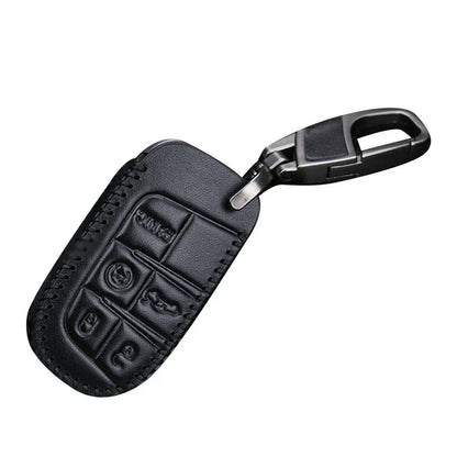 Leather Remote Key Cover Case Chain Holder for Jeep Cherokee