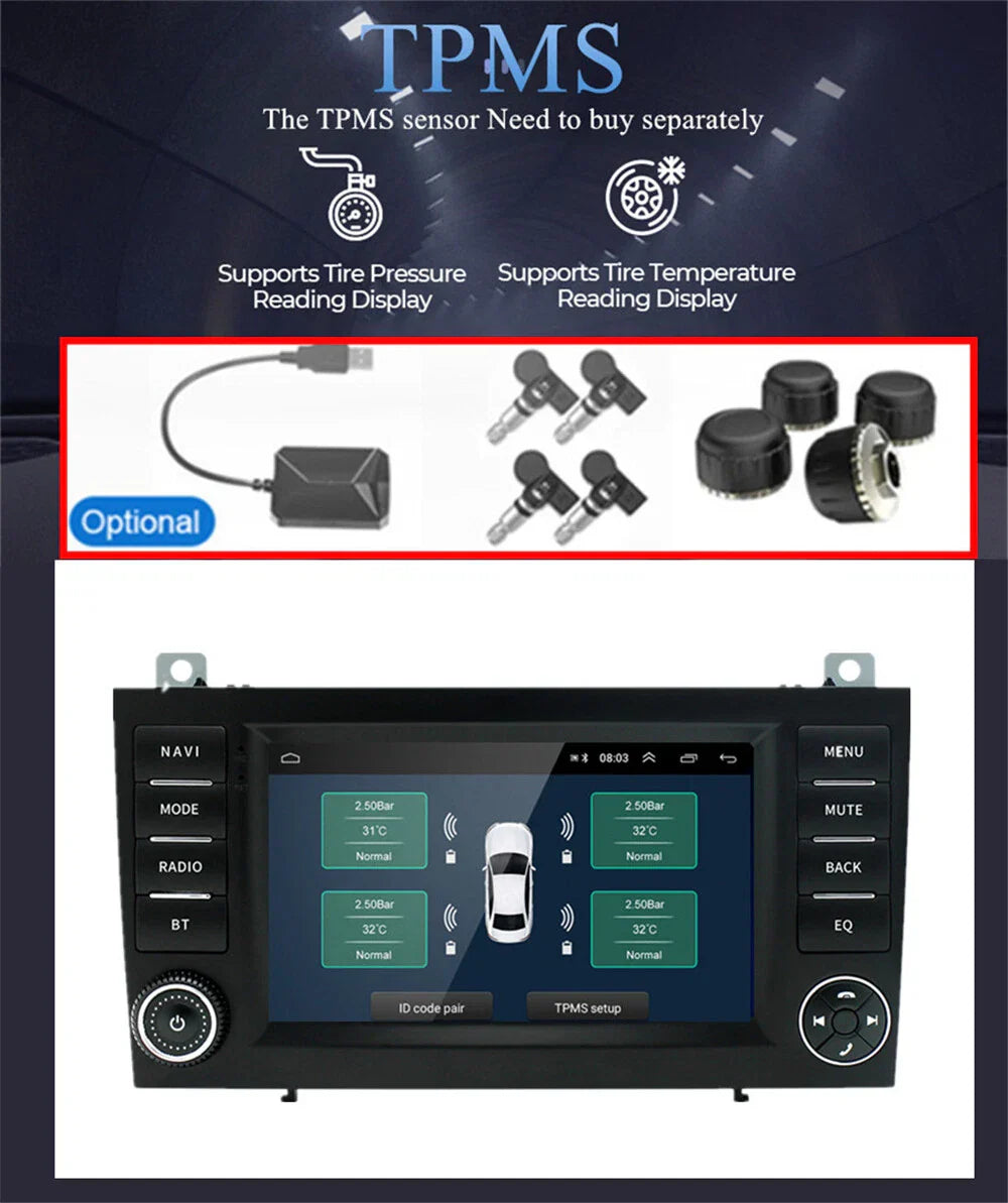 7" Android 13 Car Stereo GPS Navigation for Benz SLK-Class (2004-2010)