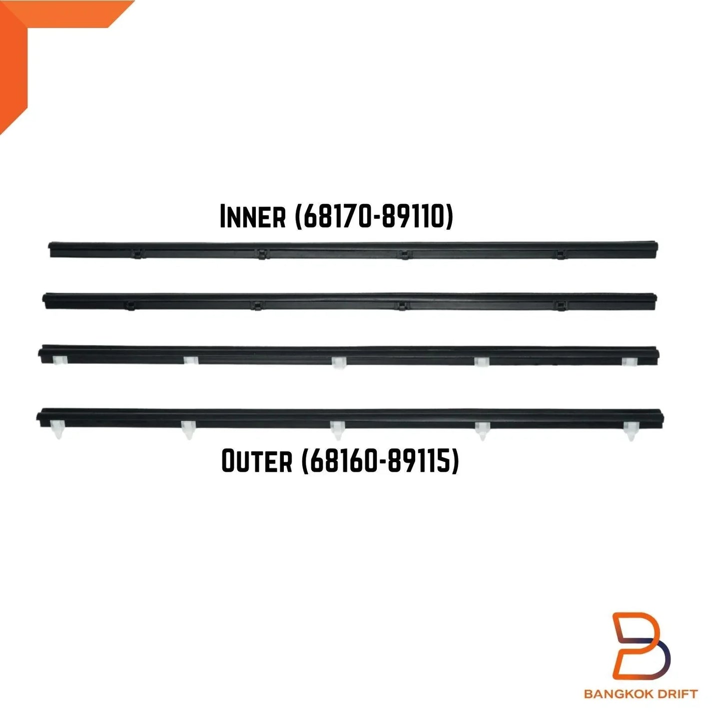 4pc Weatherstrip Door Belt for Toyota Hilux LN65 LN56 LN60 (1984-1988)