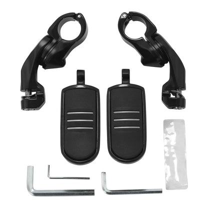 1.25" Black Short Angled Footpegs for Harley Touring