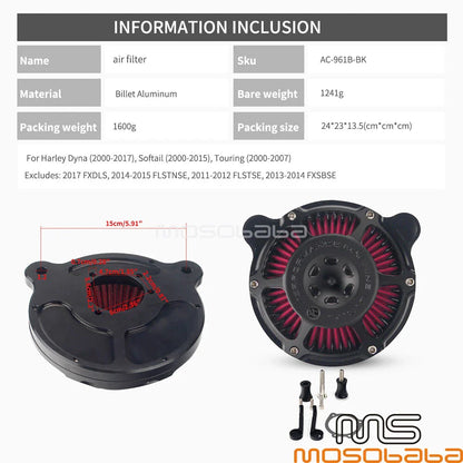 Billet Aluminum Intake Air Cleaner Filter for Harley Dyna Low Rider (00-16)