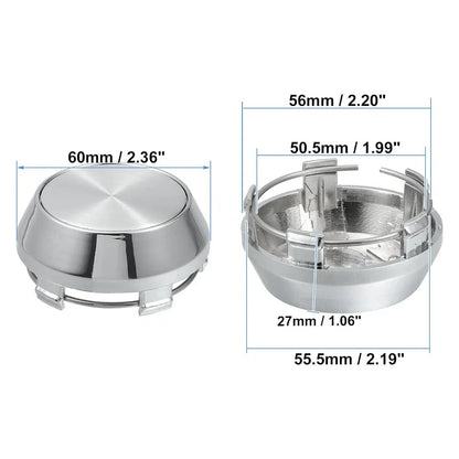4 x 60mm Chrome Wheel Center Caps for Universal Rims (No Logo)