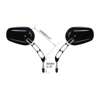 8mm Rear Black View Mirrors for Harley Touring Road King Street Glide Ultra