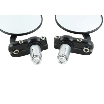 7/8" Motorcycle Rear View Black Handle Bar End Mirrors