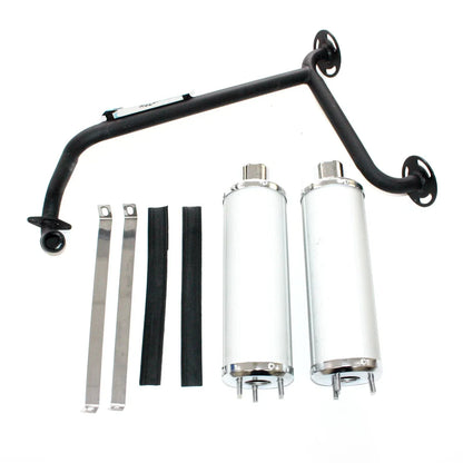 Twin Exhaust Pipe & Silver Alloy Mufflers for 110cc Dinosaur Style Quad ATV