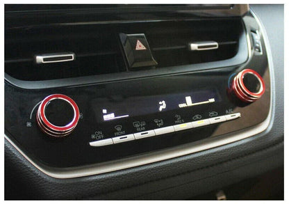 2x Red Alu Middle Console AC Knob Cover Trim for Toyota Corolla (2019–2021)