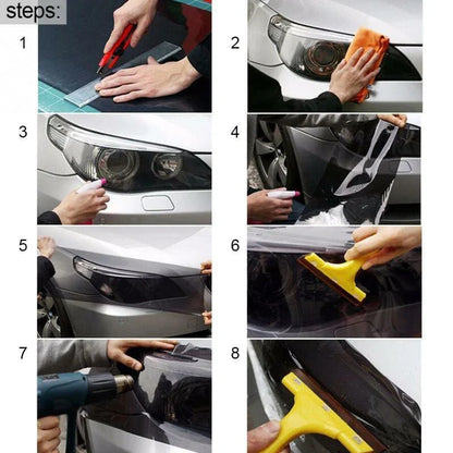 Vinyl Headlight Lamp Protector Film Sticker Anti-Scratch Transparent Sheet Car