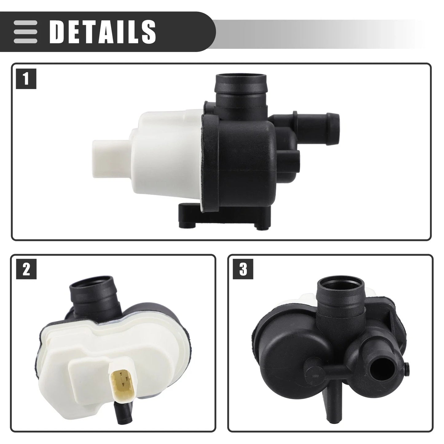 Fuel Vapor Leak Detection Pump for BMW Black White Plastic Metal