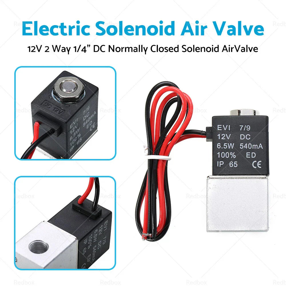 12V 2-Way Electric Solenoid Air Valve 1/4" for Various Models