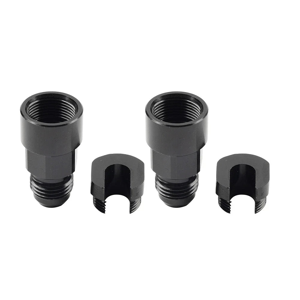Black 6AN Male to 3/8" Quick Disconnect EFI Fuel Rail Adapter for Car