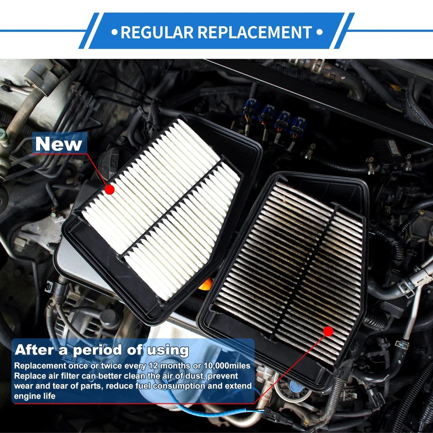 Car Engine Air Filter for Lexus GS430 (2000-2005) - 1 x Long Life Filter