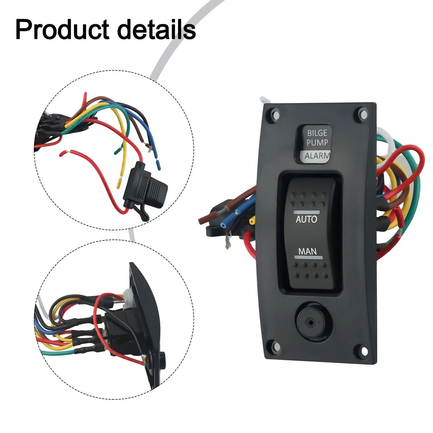Switch Panel Pump / DC 12V 20A / Curved Waterproof ON-OFF-ON
