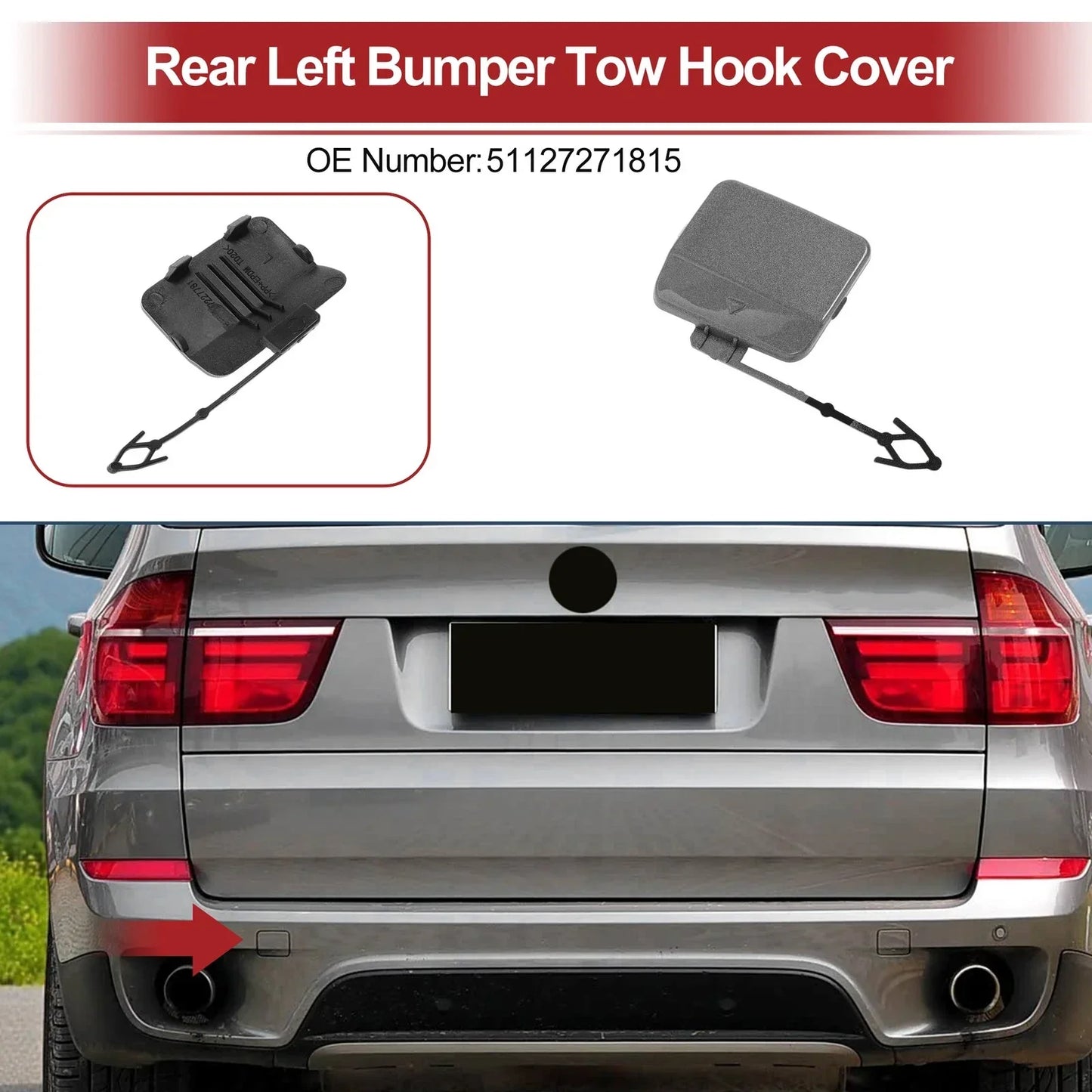 Tow Hook Cover Cap for BMW X5 E70 (2011 - 2013) Gray