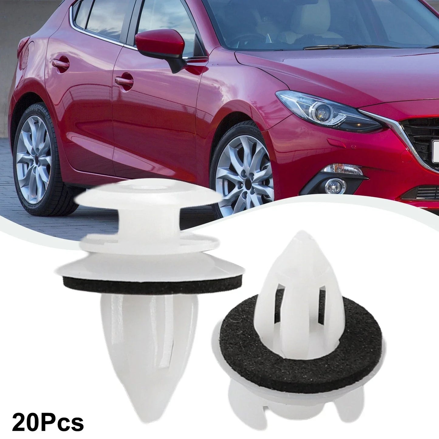 Car Clips / 20 Pcs / White Plastic Retainer With Washers