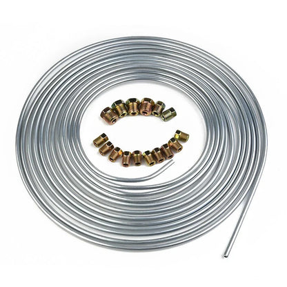 Brake Line Tubing 25 Ft 3/16 OD Copper Nickel with 16 Fittings