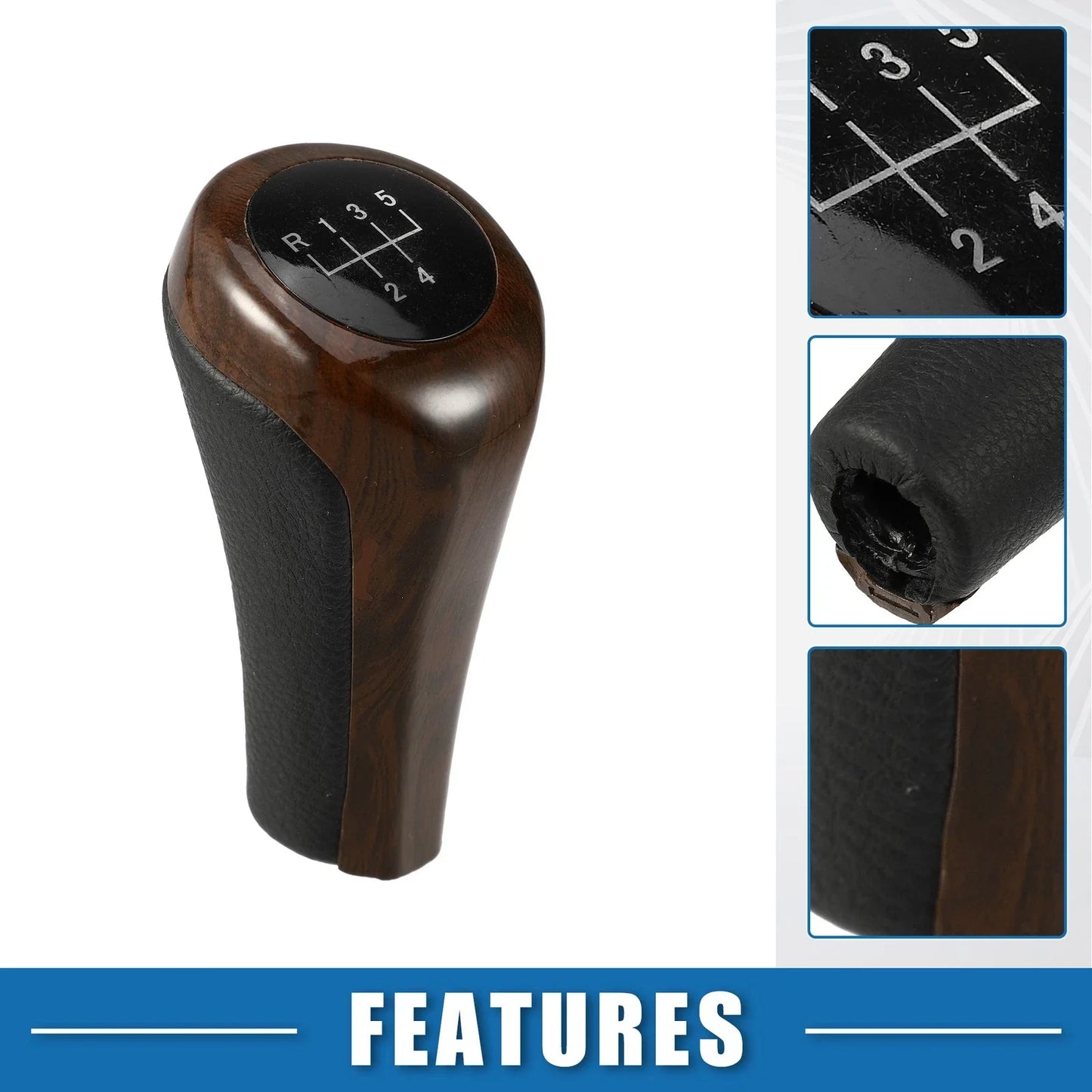 Gear Shift Knob 5 Speed for BMW Black Red Wood Pattern