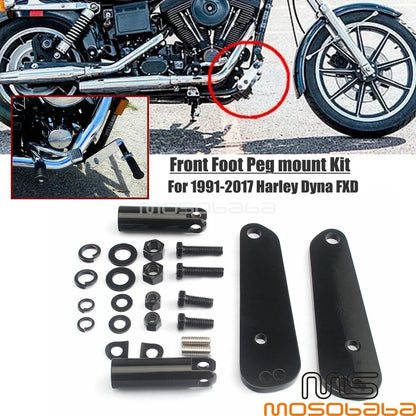Front Foot Peg Mount Kit for Harley Dyna Low Rider FXDL, Super Glide FXD (93-05)