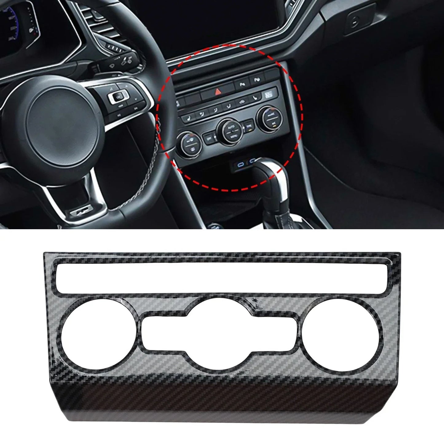 Air Conditioning Knob Trim Cover Black Carbon Fiber for T Roc (2018–2023)