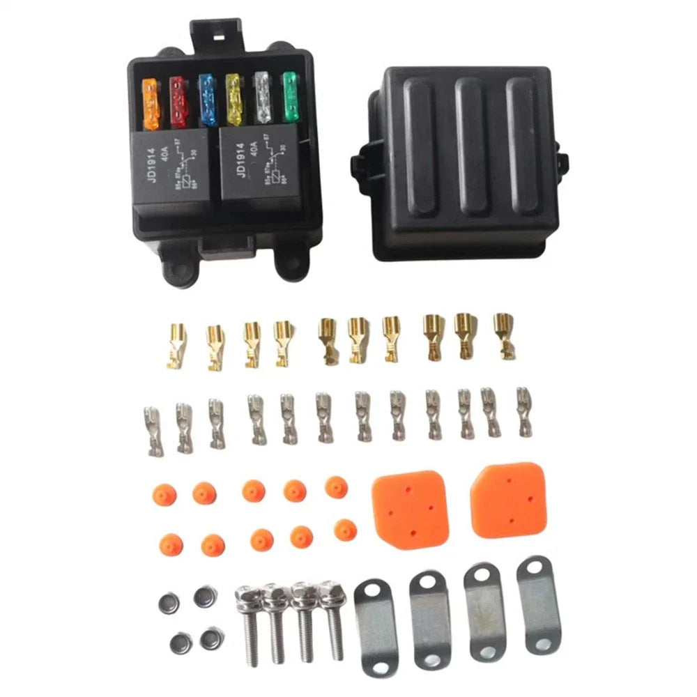 6-Way 24V Fuse Relay Box with 5-Pin 40A Relays & Fuses for Universal Use