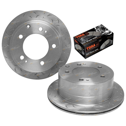 2 x Rear Disc Rotors + Pads for Landcruiser FZJ79 HDJ78 HDJ79 HZJ78 HZJ79